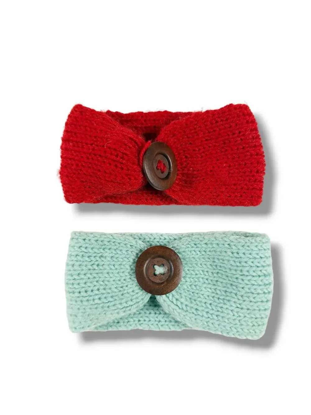Handmade Toddler Knit Ear Warmer Winter Headband Bundle Wooden Button